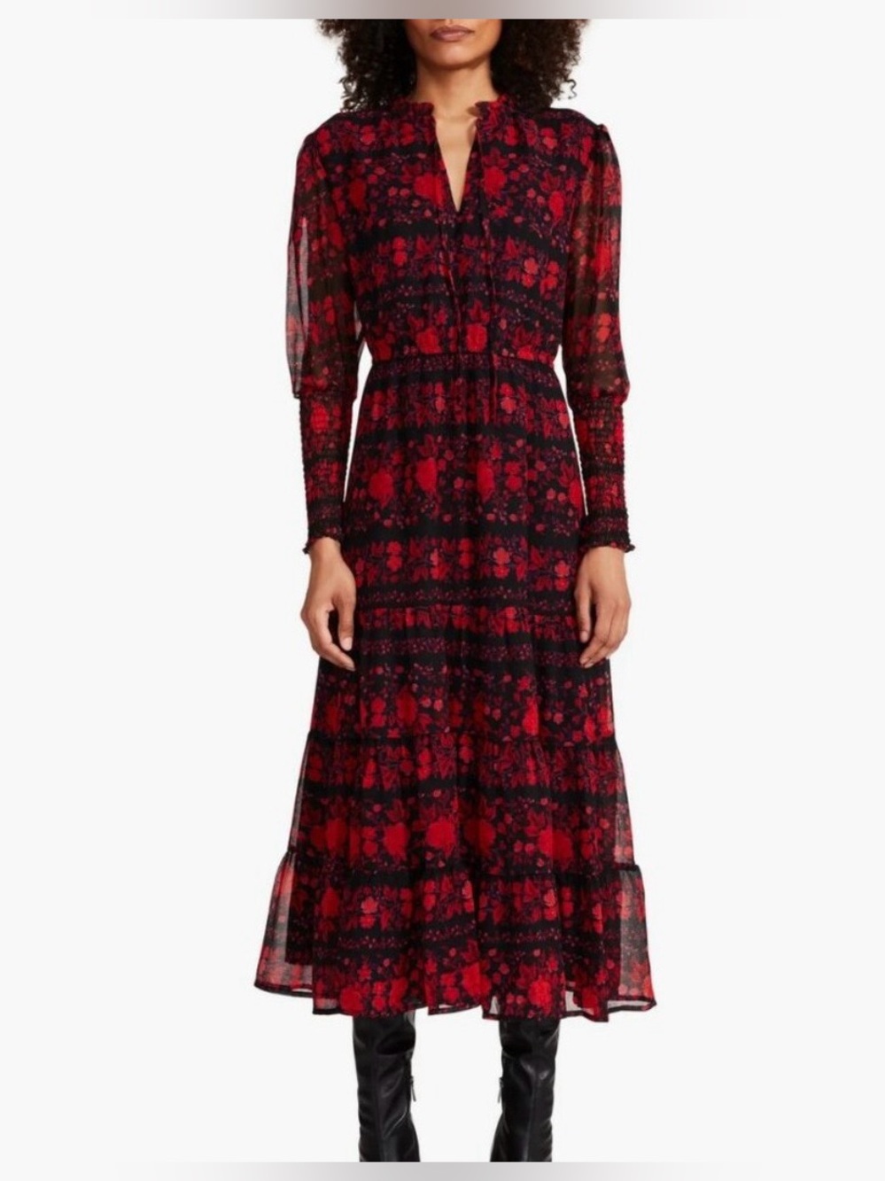 BB Dakota by Steve Madden it’s a moment Floral Long-Sleeve Midi Drea